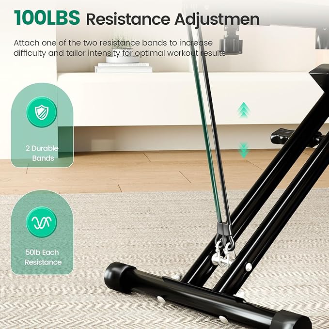 Deep Squat Machine for Women, 2 in 1 Foldable Squat Assist Trainer, 400 LB Weight Capacity, Easy Setup Exercise Equipment, Home Training Machine for Arm Ab Glute Leg Workout Black