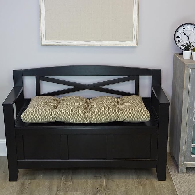 Klear Vu Corner Nook or Piano Seat Omega Non-Slip Tufted Bench Cushion for Indoor Furniture, Entryway Storage, Bay Window, 33 Inches, 19 Tan