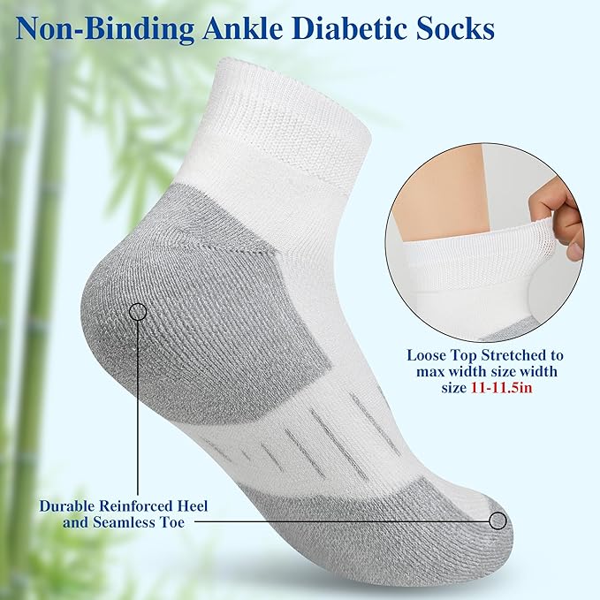 Diabetic Socks for Men,6 Pairs Ankle Mens Diabetic Socks,Diabetic Neuropathy Socks for Men 9-12