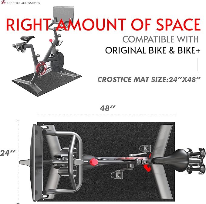 Bike Trainer Mat Compatible with Peloton Bike, for Treadmill & Row, THK 6mm, Under Mat Protect Hardwood Floor Carpet, Trainer Accessory for Indoor Stationary Exercise Bicycle