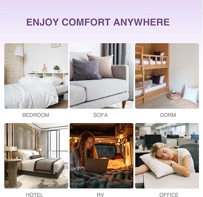 Cooling Pillow for Sleeping, Gel Memory Foam Pillow with Reversible Cover, Neck Support for Side, Back and Stomach Sleepers, Removable & Machine Washable Cover, Bed Pillows for Hot Sleepers, Purple