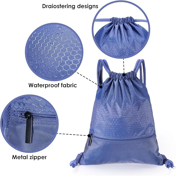 GAENMESH Drawstring Backpack Bag for Sports Lightweight Foldable Gym Bag with Sturdy Draw Cord Shoulder Strap Hiking Travel Camping