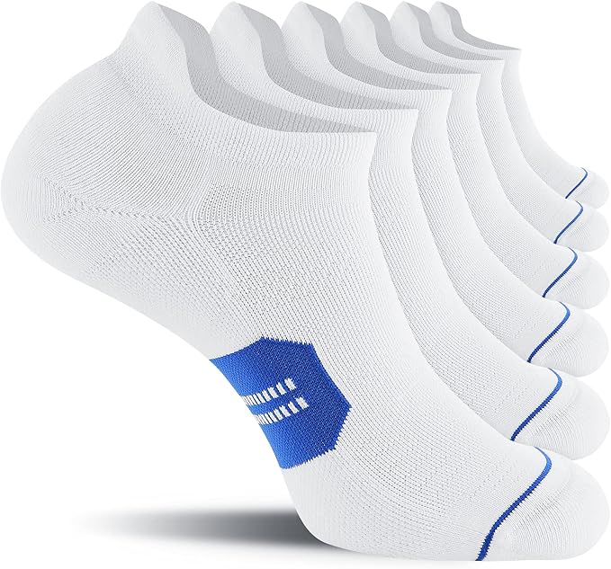 CS CELERSPORT 6 Pack Men's Running Ankle Socks with Cushion, Low Cut Athletic Sport Tab Socks