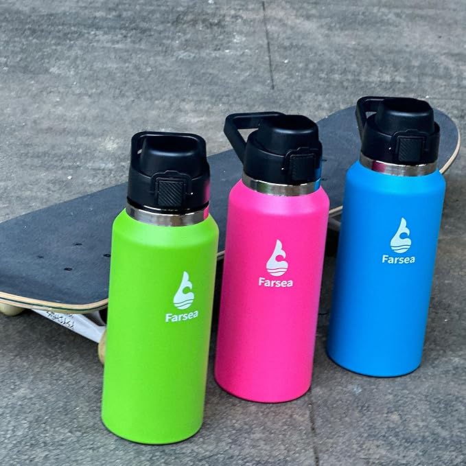 Farsea Insulated Water Bottle, Leak Proof Locking Lid with Soft Silicone Spout, Stainless Steel,Leak Proof, Double Walled Vacuum Insulated, BPA-Free, 24 Hr Cold, Wide Mouth, Sports & Travel Bottle