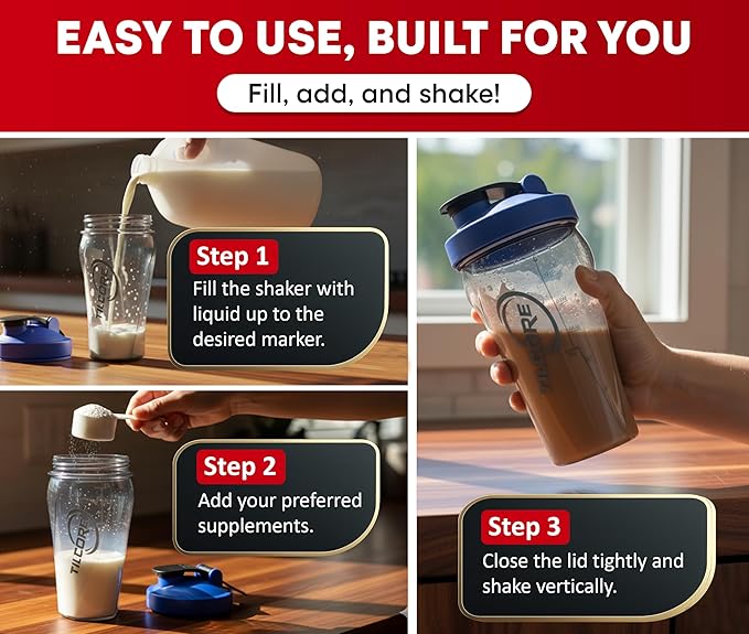 Vortex Protein Shaker Bottle 24 oz/700ml - Premium BPA-Free Pre-Workout Shaker Cup for Protein Shakes & Smoothies, Leak-Proof & Durable Bottle-Shakers for Active Lifestyles