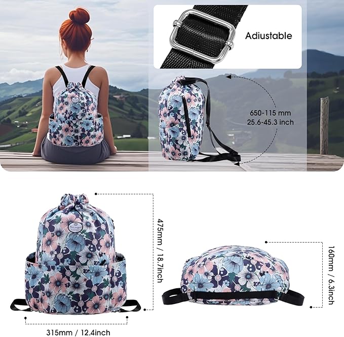 HUA ANGEL Drawstring Backpack Bag, Sport Gym Sackpack Lightweight Small Gym Bag for Men Women Pull String Sport Beach Bag