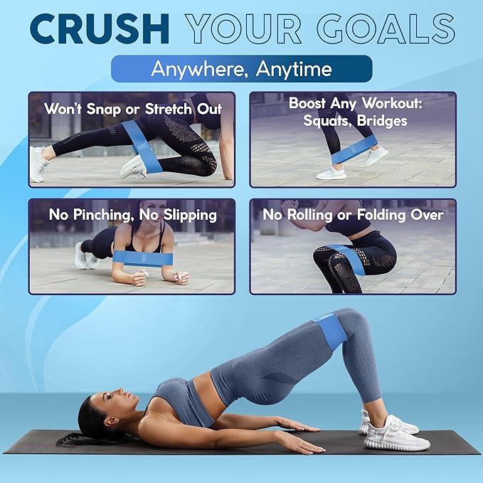 Premium Fabric Resistance Bands for Glutes & Legs – Set of 3 | Non-Slip, Elastic, Travel Bag, Workout Guide & Digital Challenges | Booty Bands for Yoga, Pilates | Women & Men