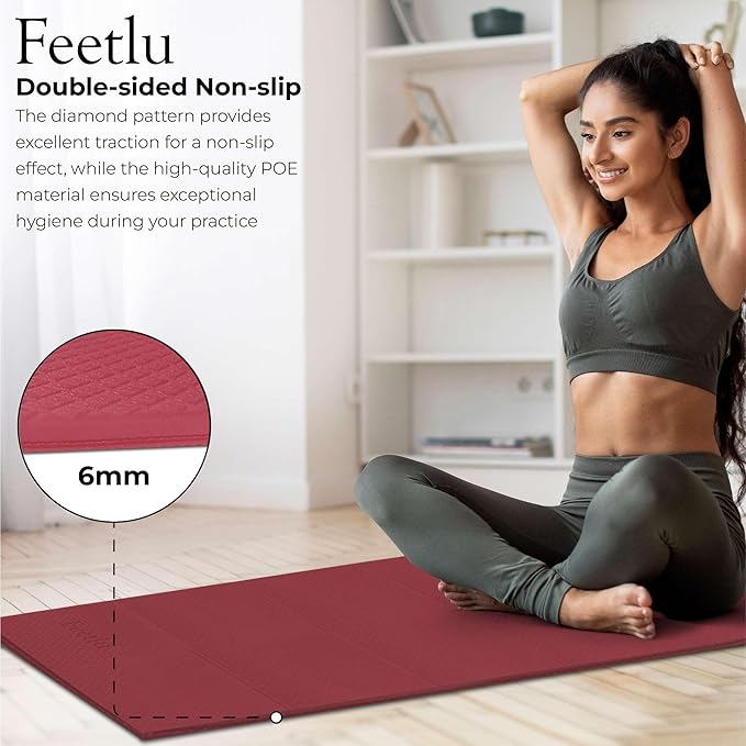 Foldable Yoga Mat, 6mm Thick, Lightweight, Anti-Slip, and Easy to Store – Perfect for Travel, Yoga, Pilates, Home Workouts, and Floor Exercises