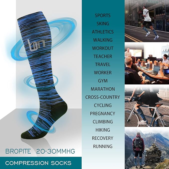 bropite Halloween Compression Socks for Women & Men-Pumpkin Ghost 6 Pairs 20-30mmhg Support Running Nurse Travel