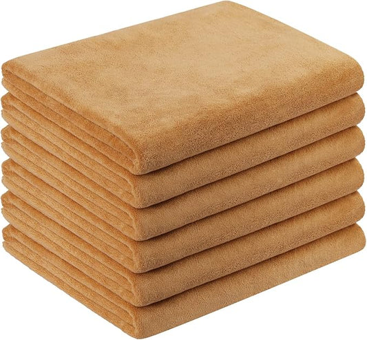 JML Microfiber Bath Towels, Extra Large Bath Towel 6 Pack 30" x 60", Oversized, Soft, Super Absortbent and Fast Drying Bathroom Towel Set for Sport, Fitness, Yoga, Beige