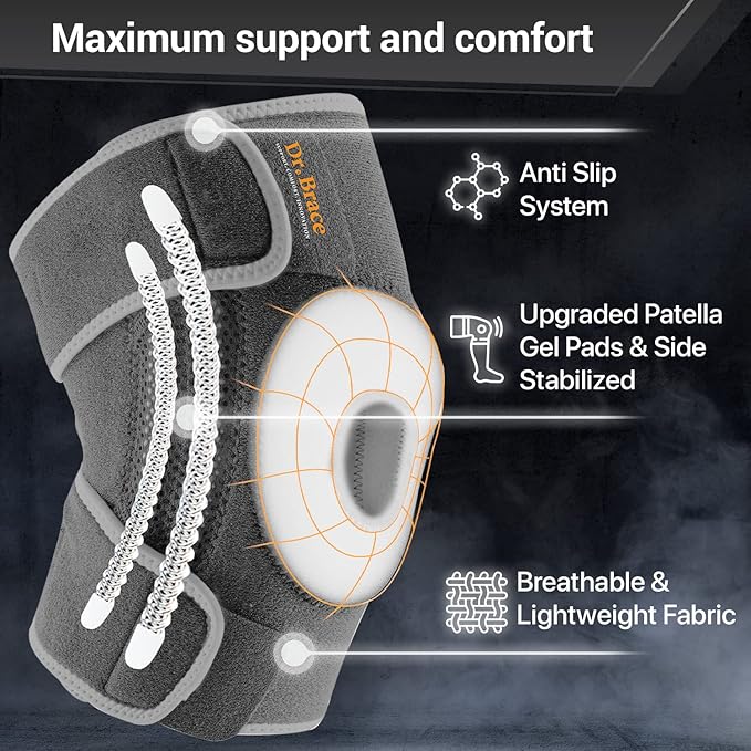 DR. BRACE ELITE Knee Brace with Side Stabilizers & Patella Gel Pads for Maximum Knee Pain Support and fast recovery for men and women-Please Check How To Size Video (Moon, Small)