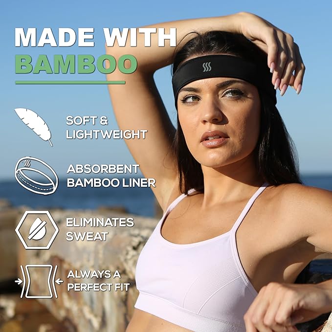 Adjustable Performance Sweat Headband. Hook & Loop Closure, Moisture-Wicking, Non-Slip, Breathable Athletic Headband for Running, Yoga, Gym, and Sports. Unisex Fit