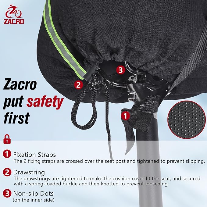 Zacro Bike Seat Cushion - Gel Padded Bike Seat Cover for Men Women Comfort, Extra Soft Exercise Bicycle Seat Compatible with Peloton, Outdoor & Indoor Bike Saddles