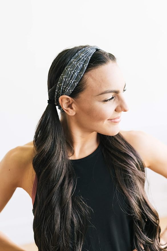 Maven Thread Workout Headbands for Women, 2Pack - 4 inch Thick Wide, Non Slip Sweatbands for Women, Ideal for Exercise, Gym Hairband for Athletic Workouts and Yoga, Black Marble