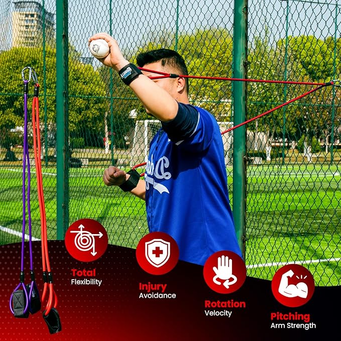 Premium Resistance Bands for Pitchers – Baseball Training Equipment & Fitness Accessories – Adjustable Arm Bands & Stretching Bands for Baseball & Softball Training & Speed Agility