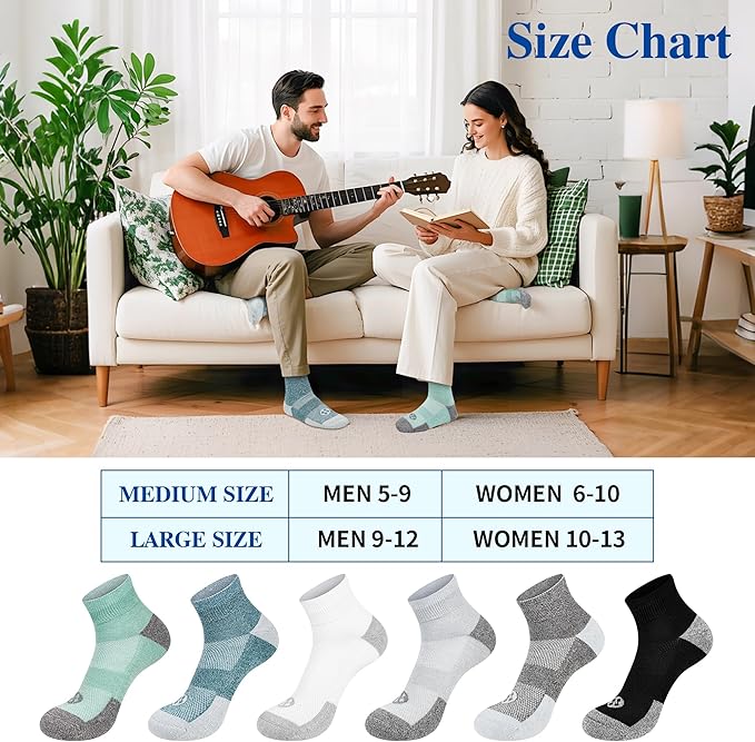 Diabetic Socks for Men,6 Pairs Ankle Mens Diabetic Socks,Diabetic Neuropathy Socks for Men 9-12