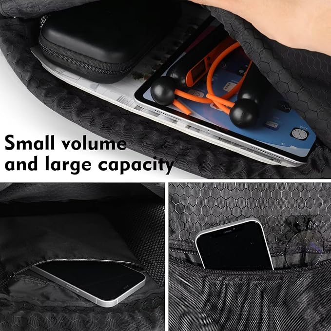 GAENMESH Drawstring Backpack Bag for Sports Lightweight Foldable Gym Bag with Sturdy Draw Cord Shoulder Strap Hiking Travel Camping