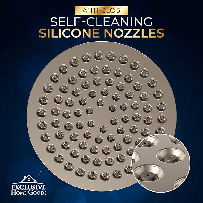 Heatsistence Rainfall Shower Head - 6" High Pressure, 1.8 GPM, Chrome Finish, ABS Plastic, 360 Adjustable, Anti-Clog Rubber Jets