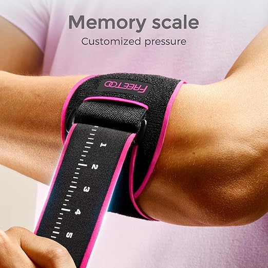 FREETOO Elbow brace for Tendonitis and Tennis Elbow for Women Men, Golfers Elbow Brace for Women for Pain Relief, Adjustable Tennis Elbow Support Band for Epicondylitis, Basketball, Exercise Pink S/M
