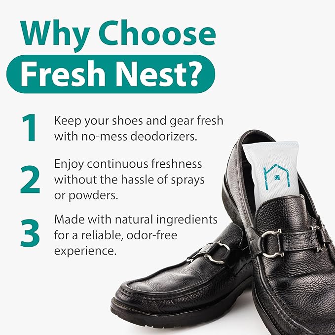 Shoe Deodorizer 4-Pack (8 Count) - Odor Eliminator, Air Freshener, Smell Absorber, Scent Remover for Shoes, Gym Bags, Soccer Cleats, Closets, Pet Area, Reusable - Shoe Deodorant