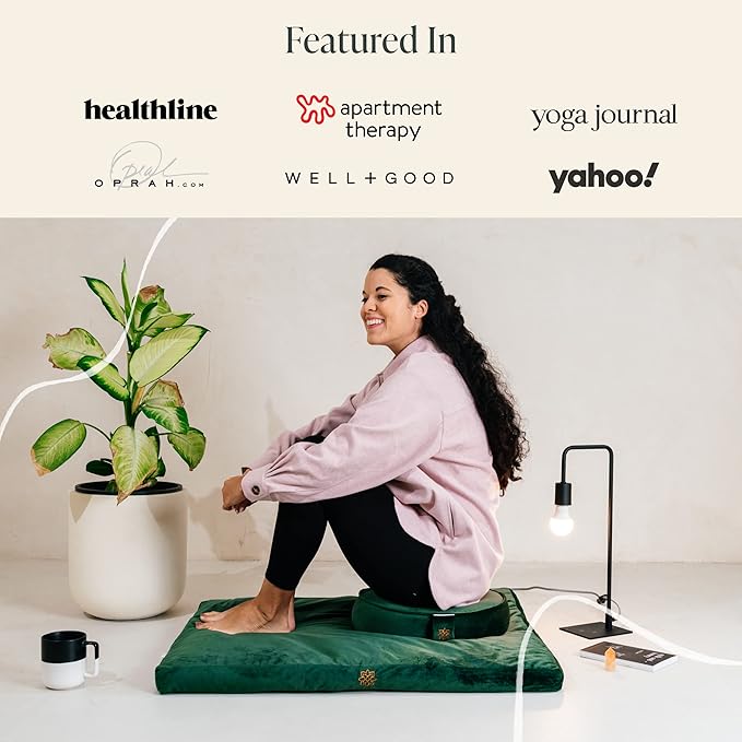 Mindful & Modern Zabuton Meditation Mat - Cotton Filled Yoga and Meditation Pad - Zabuton Meditation Cushion for Kneeling and Sitting Support - Large Rectangular Sitting Floor Pillow for Bench or Zafu