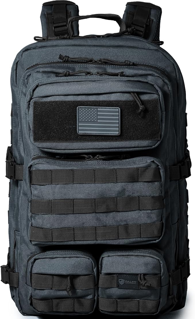 Falko Tactical Backpack 50L, 2.4x Stronger, Large Military Molle Rucksack, Heavy Duty, Work and Outdoors