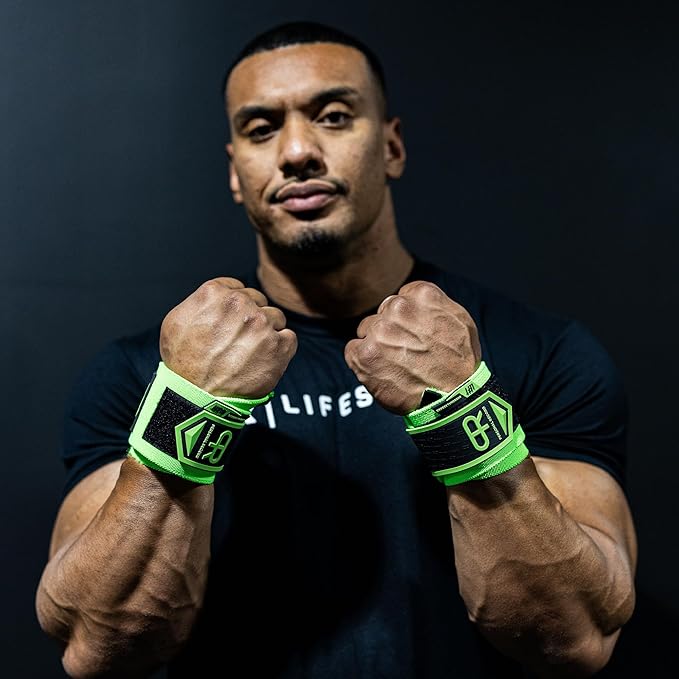 Heavy Duty Premium Wrist Wraps, More Elasticity, Reinforced Stitching, Extra Wide Strap, Strong Thumb Loop, Larry Wheels Weightlifting Wraps