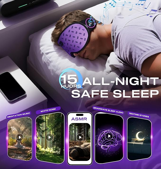 Sleep Mask Headphones Bluetooth 5.4 with 3D Removable Hot & Cold Compress, TOPOINT Weighted Eye Mask Blackout Soft, Cooling Breathable for Women Men Deep Sleep Relax Tired Eyes Migraine Office Travel