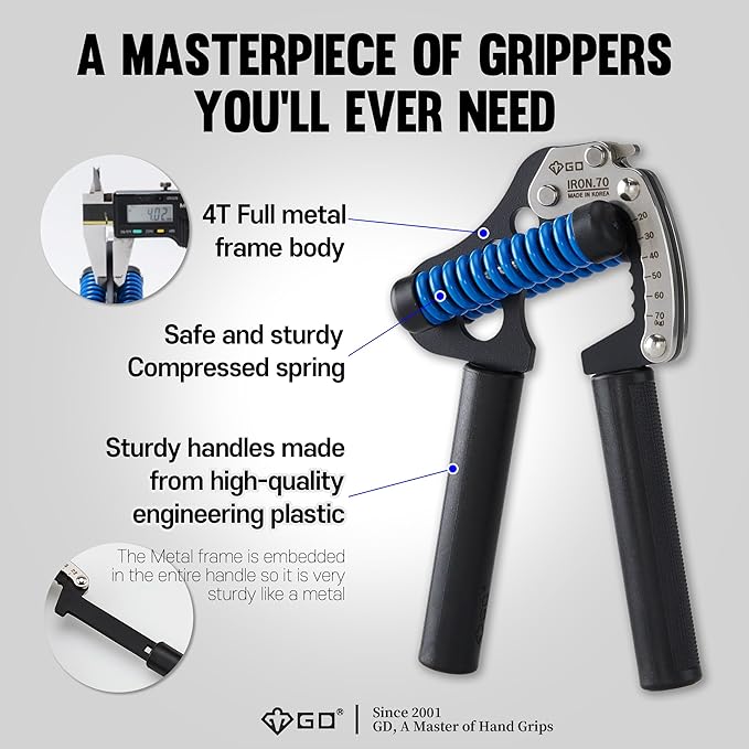 GD IRON GRIP 70 Hand Grip Strengthener (Adjustable hand grip) Wrist and Forearm Strength Trainer Hand Strengthner
