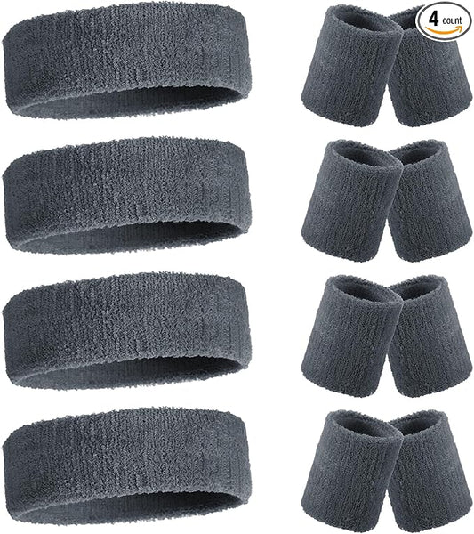 Civaner 12 Pcs 80s 90s Sweatbands Neon Headbands Wristbands for Men Women Party Sports Cotton Headbands Terry Cloth Athletic Sweat Bands for Tennis Football Gym Workingout Accessories