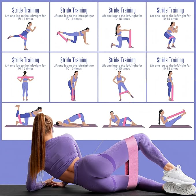 Pull Up Bands Resistance Bands Set for Working Out,8 PC Long Exercise Bands & Fabric Booty Bands for Training Hip Thigh Glute Fitness,Home Workouts,Physical Therapy for Men Women