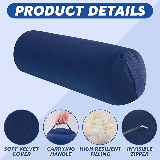 MABOZOO Round Yoga Pillow, Cylindrical Yoga Bolster Pillow with Washable Cover, Meditation Cushion Body Cushion for Practice, Restorative, Meditation