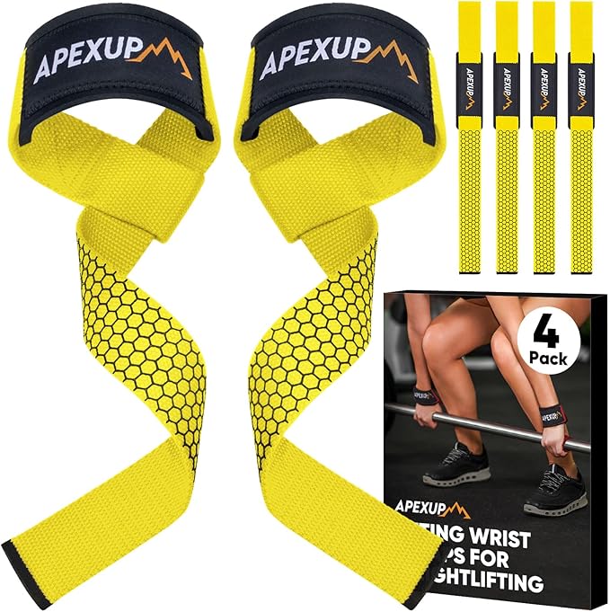 APEXUP Weight Lifting Straps for Weightlifting, Lifting Wrist Straps Gym, Deadlift Strap, Anti Slip Silicone Weightlifting Strap Men Women Powerlifting, Strength Training