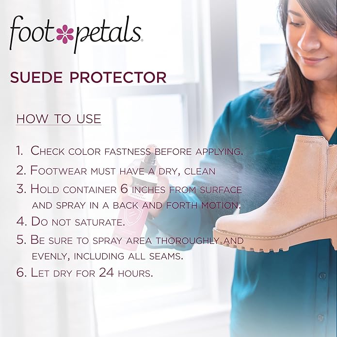 Foot Petals Suede Protector, Protects Suede, Leather & Nubuck Against Stains, Water & Dirt for Shoes & Accessories