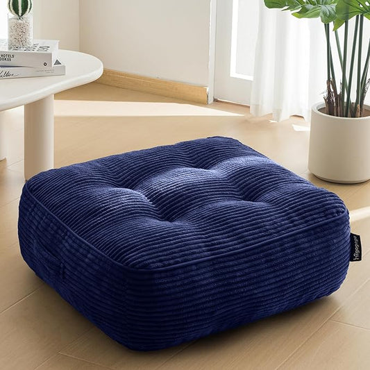 8" Washable Floor Pillow Cushion for Adults, Meditation Cushion Pillow, Large Square Floor Sitting, Removable Tufted Corduroy Cover, for Tatami Living Room or Yoga, 22x22 Inch, Machine Washable