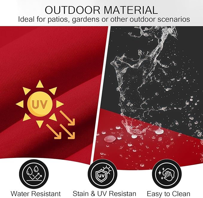 Outdoor Bench Cushion Waterproof, Tufted Bench Seat Cushion 36 x 15 Inch, Patio Wicker Indoor Seat Pads for Outside Garden Patio Balcony, Red