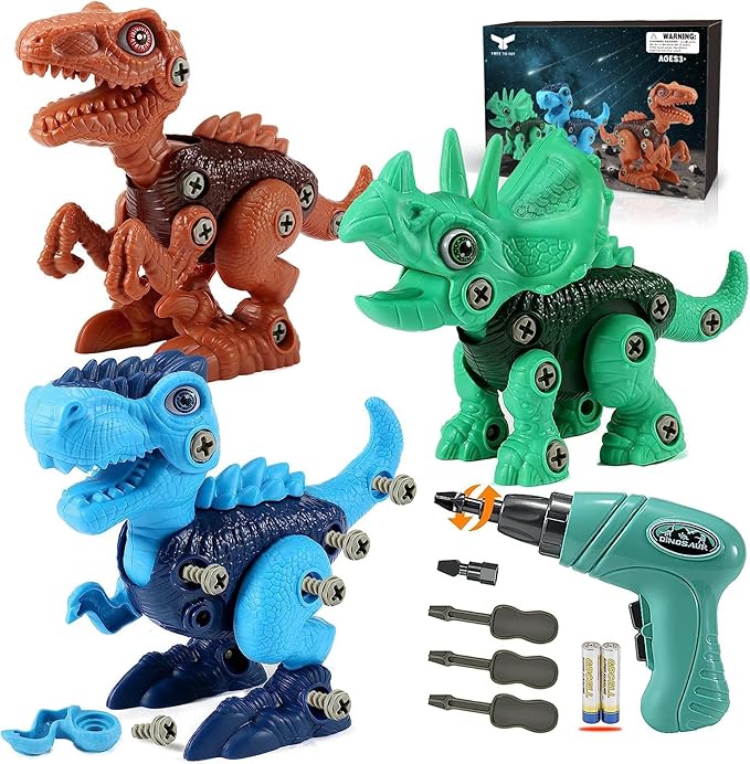 Dinosaur STEM Toys for Kids 3-5, Take Apart Dinosaur Toys with Electric Drill, Educational Building Toy & Construction Set, DIY Christmas Birthday Gifts for 3 4 5 6 7 8 Years Old Boys and Girls