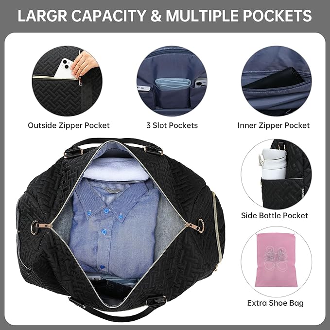 Duffle Bag for Travel, Weekender Bag with Shoe Compartment, Carry On Overnight Bag for Women with Toiletry Bag, Gym Bag with Wet Pocket, Hospital Bags for Labor and Delivery Beige