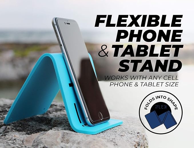 iFLEX Buddy Cell Phone and Tablet Stand Companion - Ideal for Air Travel, Work, and Home Use - Flexible Holder for All Mobile Devices - The Ultimate iPhone Cell Phone Stand Solution