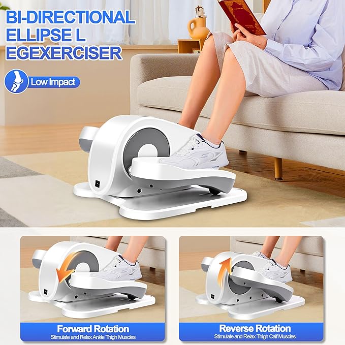 Under Desk Elliptical Machine-Elliptical Exercise Machine,Portable Silent Elliptical Machine for Seniors with Remote Control,12 Speeds & Mute Function,Manual & Auto Mode