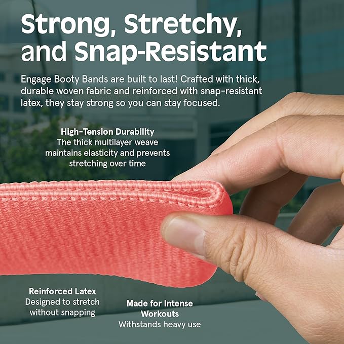 Retrospec Engage Booty Bands Resistance Band Set for Working Out & Exercise - Lightweight & Portable for Men & Women