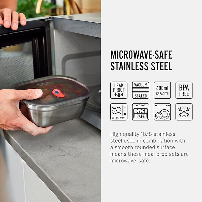 BLACK + BLUM Microwavable Stainless Steel Lunch Box | Multi-Function, Vacuum Sealed Container for Healthy Food | Portable and Stackable Food Storage for Office and Outdoor | 40 oz / 1200 ml