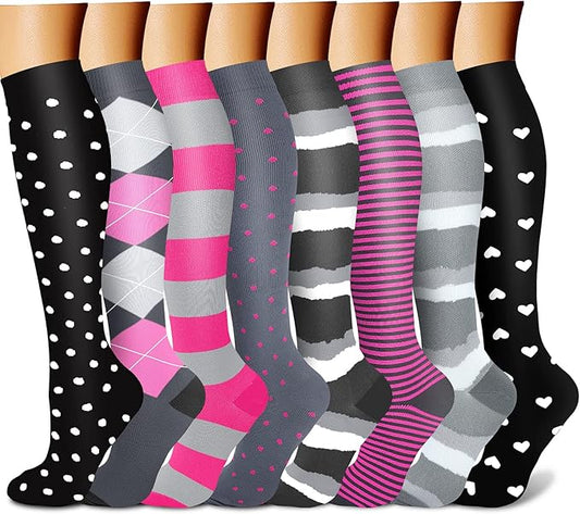 Compression Socks for Women & Men 15-20 mmHg, Best for Medical, Nursing, Running, Athletic, Varicose Veins, Travel