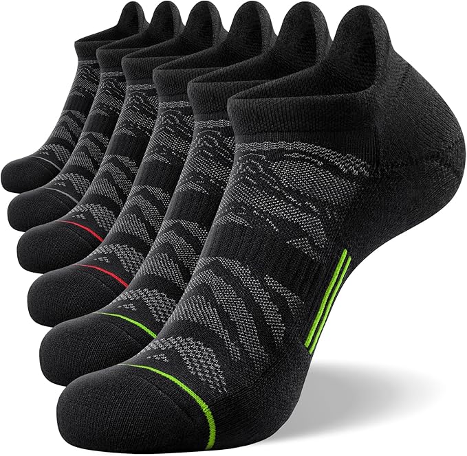 FITRELL Men's 6 Pack Ankle Running Socks Low Cut Cushioned Athletic Sports Socks 7-9/9-12/12-15