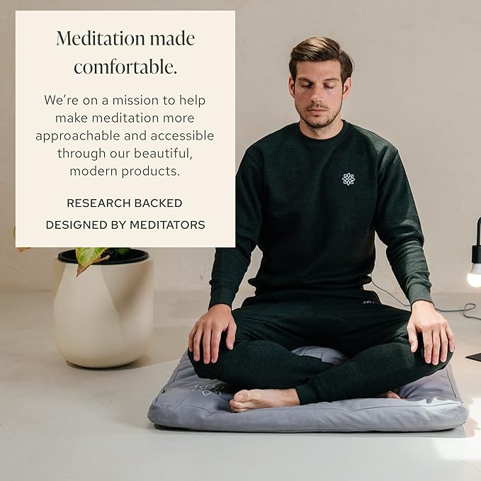 Mindful & Modern Zabuton Meditation Mat - Cotton Filled Yoga and Meditation Pad - Zabuton Meditation Cushion for Kneeling and Sitting Support - Large Rectangular Sitting Floor Pillow for Bench or Zafu