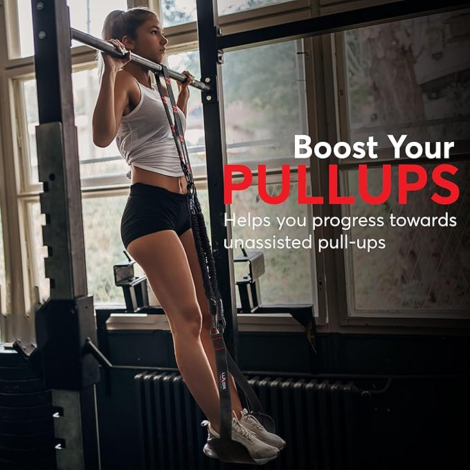 Pull Up Assistance Bands 260lbs - 4 Heavy Duty Assisted Pull Up Bands - Adjustable Strength Resistance Band Pull Up Assist, Training Equipment with Foot Rest, Bar Band for Home & Gym