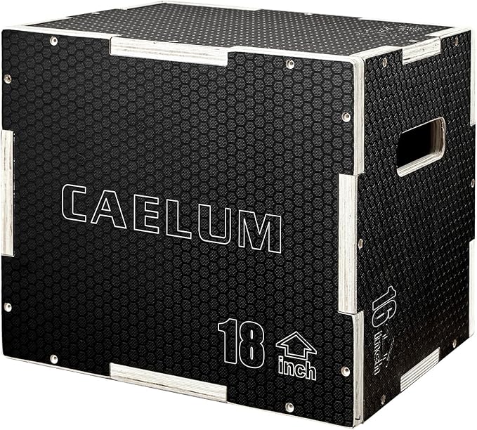 CAELUM 3-in-1 Wood Plyo Box - Non-Slip Plyometric Jump Box for Home & Gym, 400lbs Bearing Fitness Launch Box for Jumping Squats Step-ups Strength Training