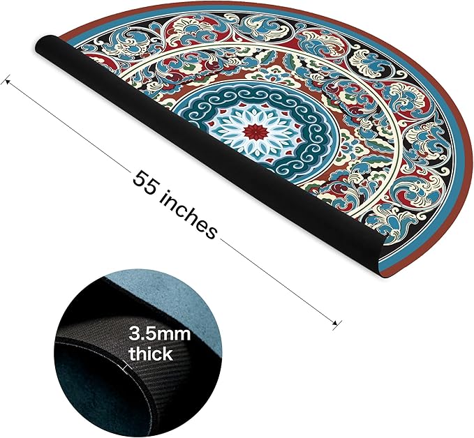 Knsbk Large Round Yoga Mat 4.6'X3.5mm for Exercise Premium Extra Thick, Ultra Comfortable, Non Slip, Meditation Mat