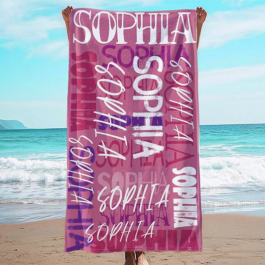 JML Personalized Beach Towel with Name, Custom Beach Towel with Name, Customized Microfiber Pool Towel, Quick Dry & Absorbent Swim Towel for Adult,Anniversary, Birthday, Summer Holiday,Vacation