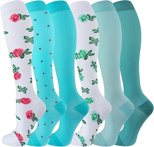 bropite Halloween Compression Socks for Women & Men-Pumpkin Ghost 6 Pairs 20-30mmhg Support Running Nurse Travel